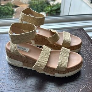 Steve Madden Womens Bandi Sandal Natural Raffia Sandals